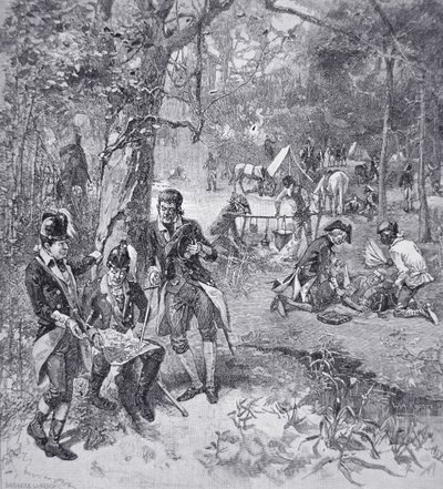 General Francis Marion i lägret (litho) av American School