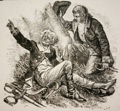 General Herkimer, sårad och styr striden i slaget vid Oriskany av American School