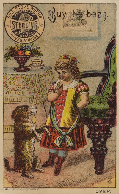 Flicka och tiggande hund av American School