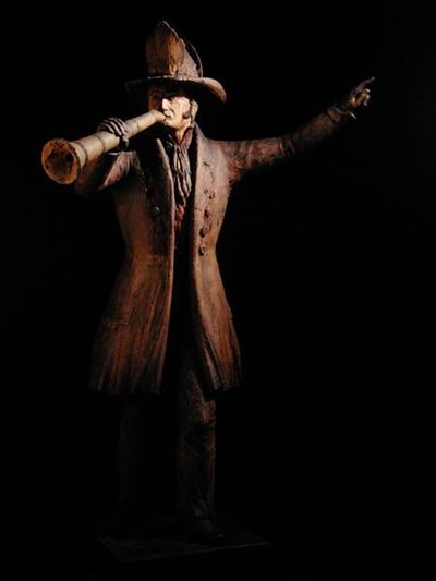 Harry Howard, chefsingenjör för New York Volunteer Fire Department, ca 1857 (polykrommålat och snidat trä) av American School