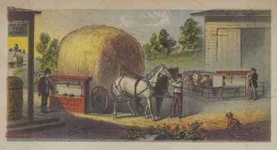 Höet vägs på Fairbanks standardvåg (chromolitho) av American School