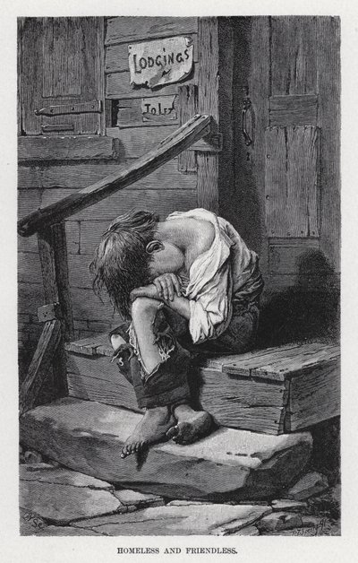 Hemlös och vänlös (litho) av American School