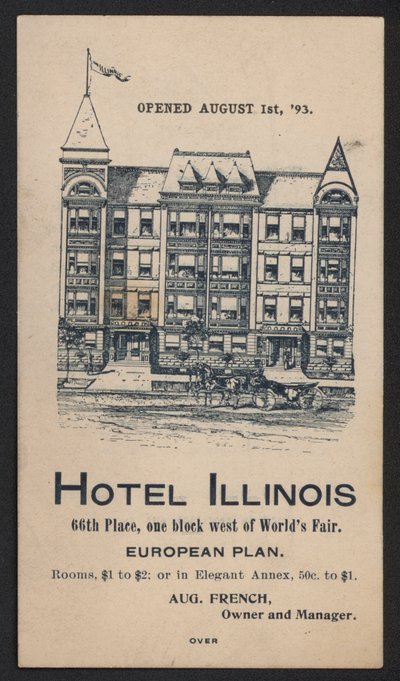 Hotel Trade Card (färgad gravyr) av American School
