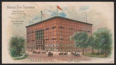 Hotel Trade Card (färgad gravyr) av American School
