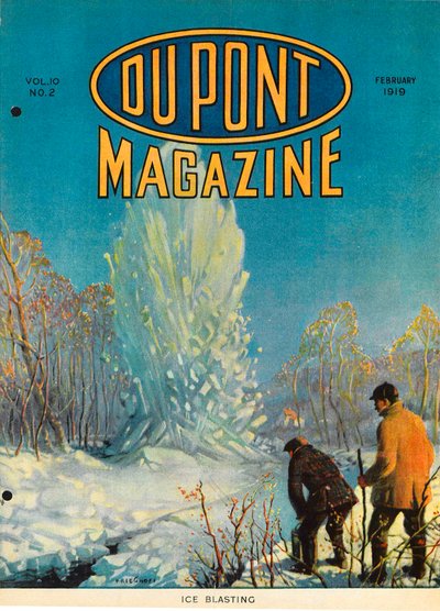 Ice Blasting, framsidan av DuPont Magazine, februari 1919 av American School