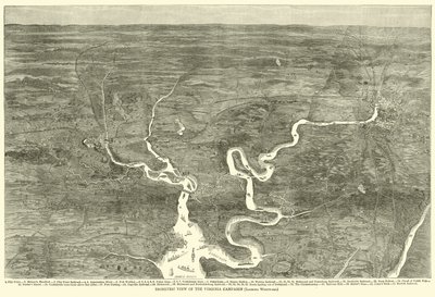 Isometrisk vy av Virginia-kampanjen, Looking Westward, juni 1864 av American School