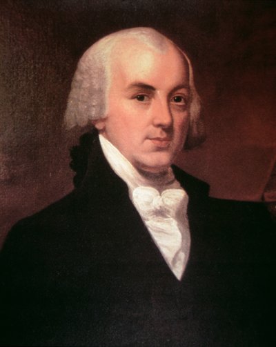 James Madison (1751-1836) (lito i färg) av American School