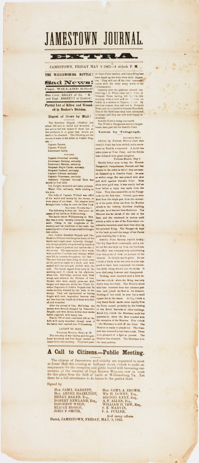 Jamestown journal extra, 9 maj 1862 av American School