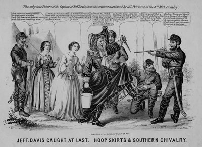 Jeff Davis fångade äntligen: hoop kjolar & Southern Chivalry, publicerad av J.L. Magee, Philadelphia, ca 1865 av American School