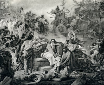 Jeremiah vid Jerusalems fall, från "The Jewish Encyclopedia", ca 1901 (gravyr) av American School