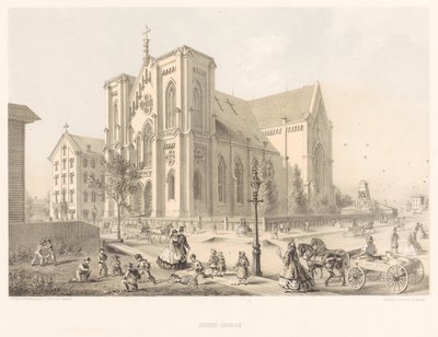 Jesuit Church, Church of the Holy Family, Chicago 1866 (litho) av American School