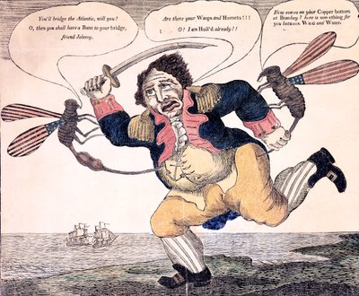 John Bull stack till vånda av getingen och bålgetingen, ca 1813 av American School
