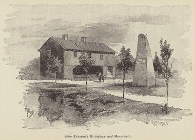 John Ericssons födelseplats och monument (gravyr) av American School