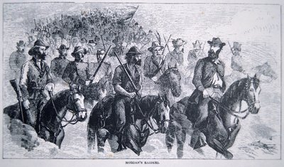 John Hunt Morgans (1825-64) Raiders (litho) av American School