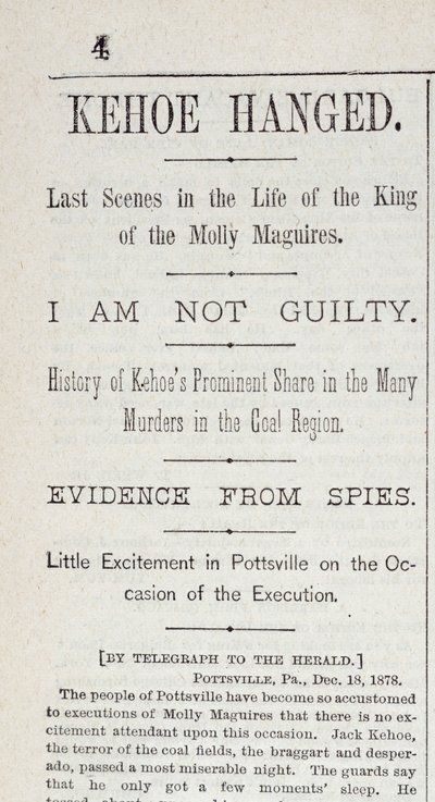 Kehoe Hanged, från New York Herald, 19 december 1878 av American School