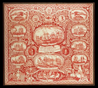 Tändduk till minne av segrarna i kriget 1812, ca 1815 (bomull) av American School