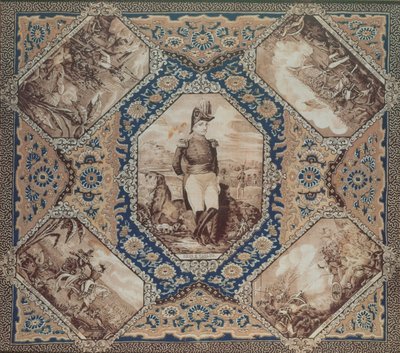 Huvudduk med porträtt av Zachary Taylor och striderna i det mexikanska kriget (1846-8), 1848 (bomull) av American School