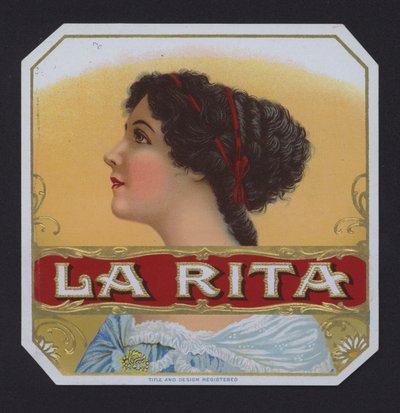 La Rita, cigarretikett (chromolitho) av American School