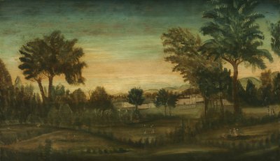 Landskap med byggnader, sent 1700-tal av American School