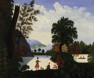 Landskap med indianer, 1880 av American School
