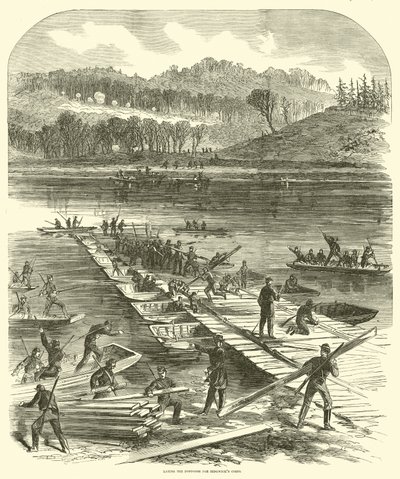 Lägger pontonerna för Sedgwicks kår, april 1863 av American School