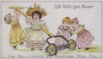 Lilla häxan gräsklippare (chromolitho) av American School