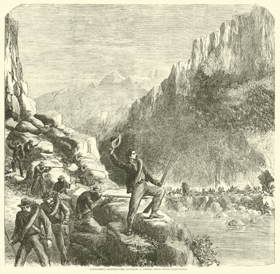 Longstreets skarpskyttar attackerar ett federalt tåg ovanför Chattanooga, oktober 1863 av American School