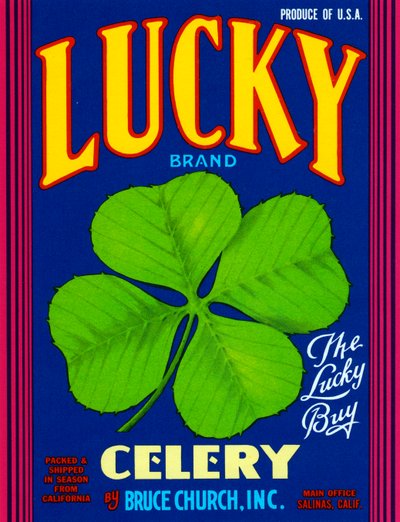 Lucky Brand Cellery Fruit Crate Etikett, c.1920 (litografi) av American School