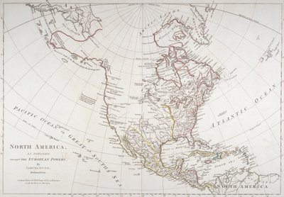 Karta som visar Nordamerika som delat av de europeiska makterna, 1774 av American School