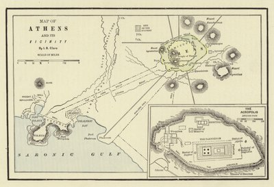 Karta över Aten och dess närhet; Akropolis av American School