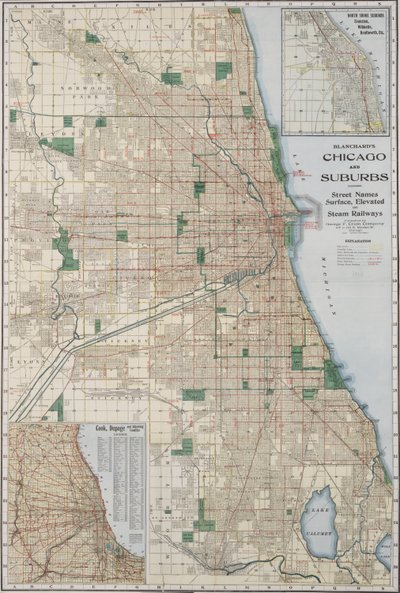 Karta över Chicago och dess förorter av American School
