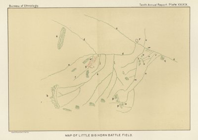 Karta över Little Bighorn Battlefield av American School
