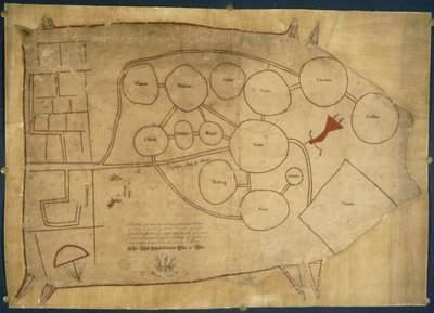 Karta över indianländer, ca 1721-25 (vellum) av American School