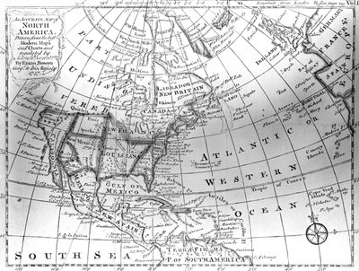 Karta över Nordamerika, 1747 av American School