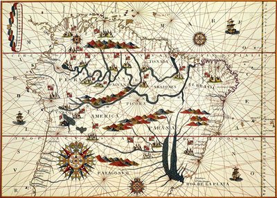 Karta över Sydamerika 1582 av American School