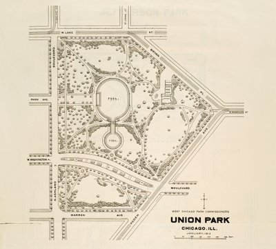 Karta över Union Park, Chicago, Illinois av American School