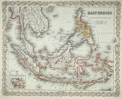 Karta över Ostindien (färggravyr) av American School