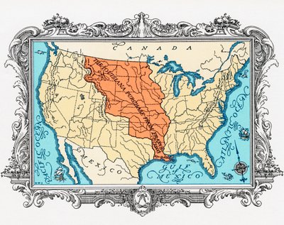 Karta över köpet av Louisiana av American School