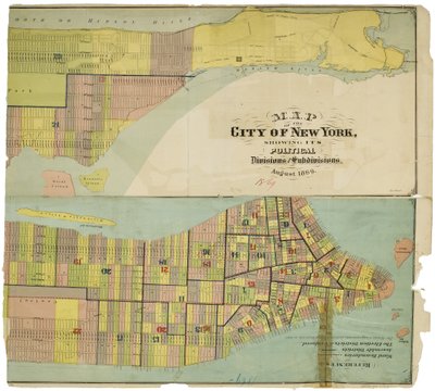 Karta över staden New York, som visar dess politiska indelningar och underavdelningar av American School