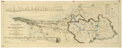 Karta över den nya Croton akvedukten, den gamla akvedukten och Bronx River pipeline, även vattendelare i Croton, Bronx av American School