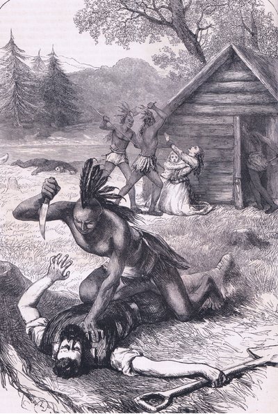Massaker av bosättarna, illustration från Cassell