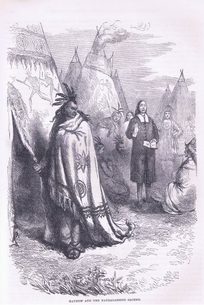 Mayhew and the Naragansett 1674, illustration från Cassell