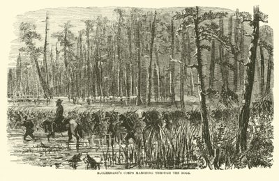 McClernands kår som marscherar genom myrarna, mars 1863 av American School