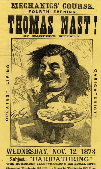 Mekanikerkurs, fjärde kvällen. Thomas Nast!, utgiven av Currier & Ives, 1873 av American School