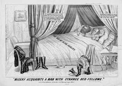 Misär bekantar en man med konstiga sängkamrater, publicerad av H R Robinson, New York, 1848 av American School