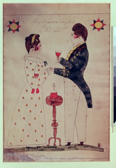 Miss Francis Taylor och fästman, 1831 (wc på papper) av American School
