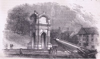 Monument i New Plymouth för att markera platsen för pilgrimsfädernas landstigning, illustration från Cassell