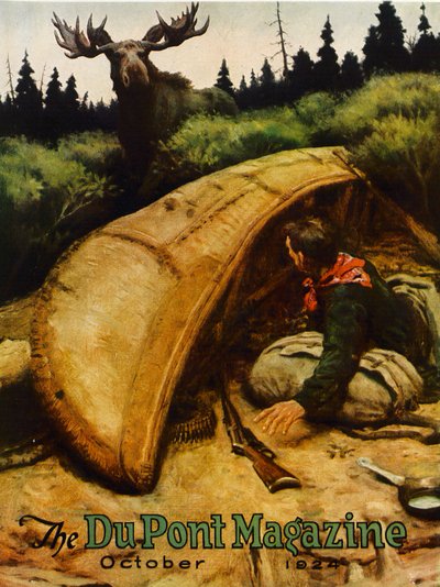 Älgattack!, framsidan av DuPont Magazine, oktober 1924 av American School
