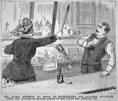Mrs Hurst bryter upp en salong, från "Police Gazette" av American School