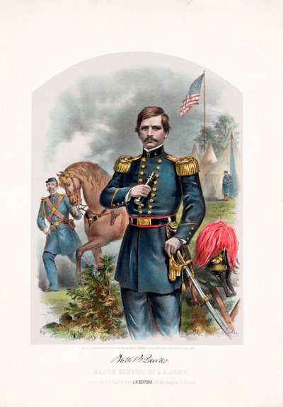 Nathaniel P. Banks, generalmajor för U.S. Army, pub. 1861 färglitografi av American School